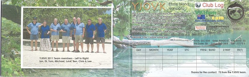 YJ0VK 2011 QSL Card - Inside