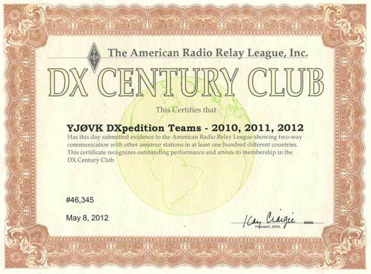 YJ0VK Mixed DXCC